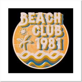 vintage retro beach club 70s 1981 with spirale orange Posters and Art